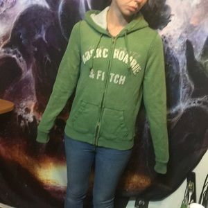 Green distressed Abercrombie & Fitch zip up hoody